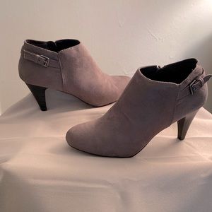 Gray booties with 3”inch heel & side zipper